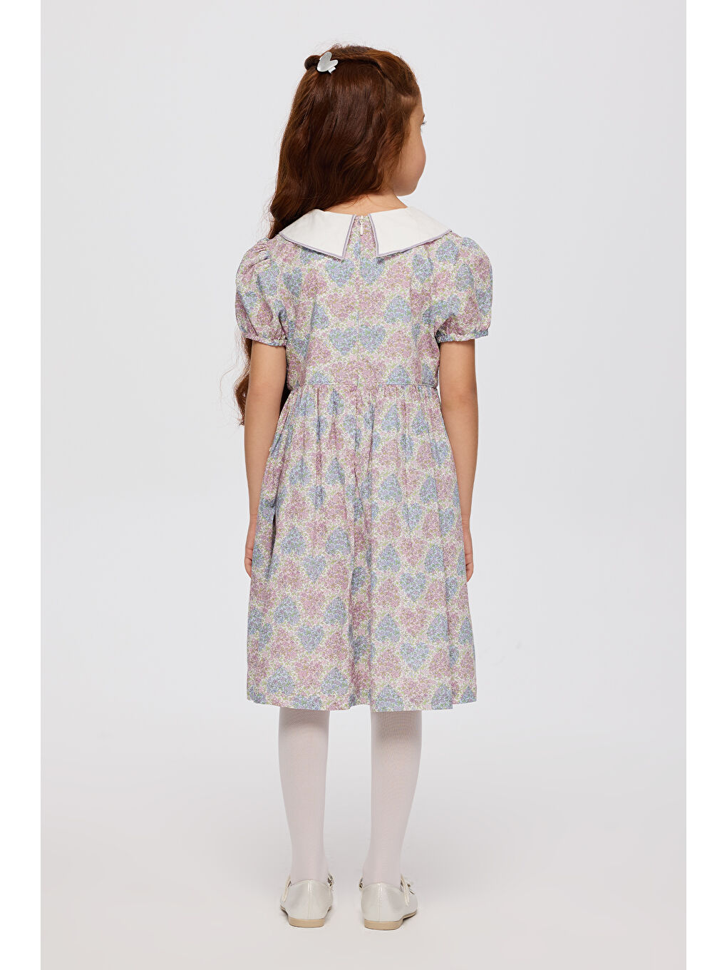 Lila Liberty Kumaş Çiçek Desenli Kız Çocuk Elbise-6