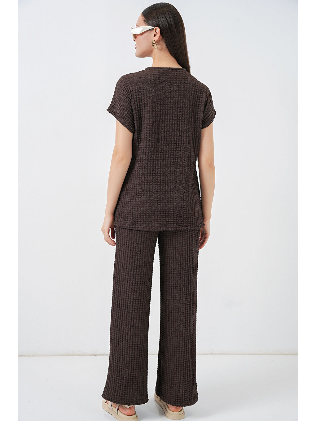 Kadın Örme İkili Takım 30064 - Kahverengi-7