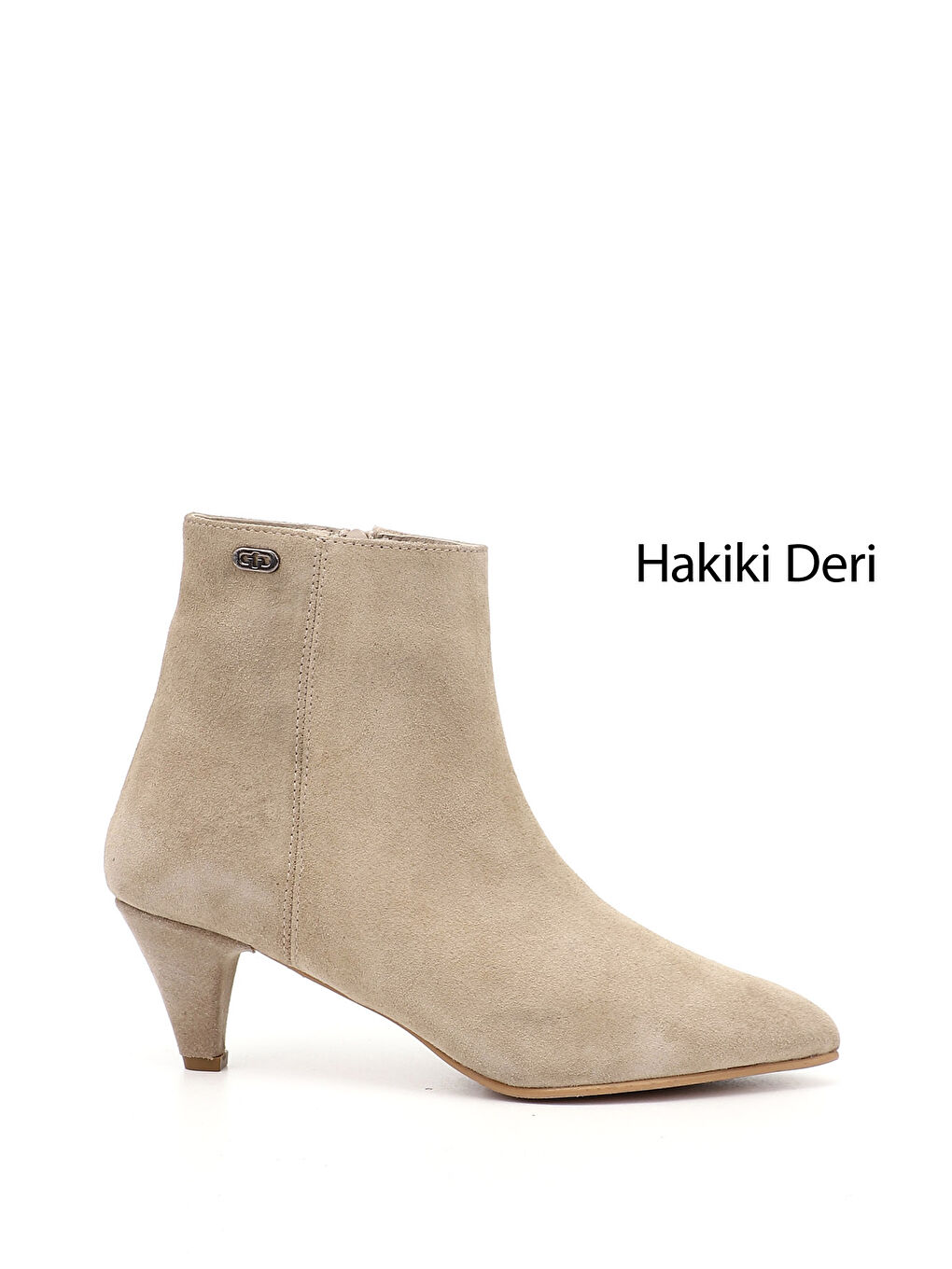 Bej Kadın BEJ Fermuarlı Sivri Burun Hakiki Deri Bot