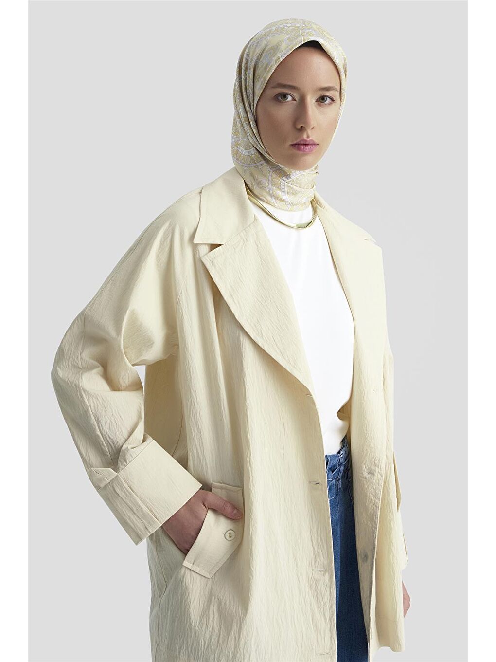 Bej Pamuk Karışımlı Ceket 25Kd4009 Kum-3