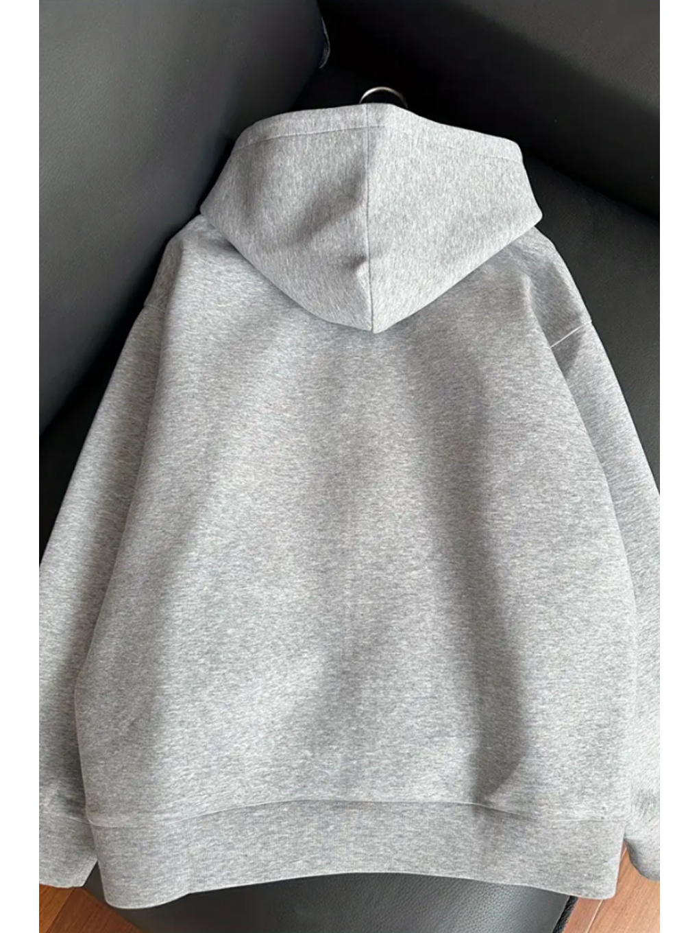 Unisex Gri Fermuar Kapüşonlu Sweatshirt-1