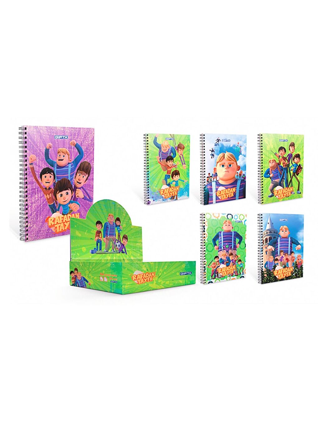 Rafadan Tayfa Karton Kapak Spiralli Not Defteri A6 80 Yaprak Çizgili (6357)