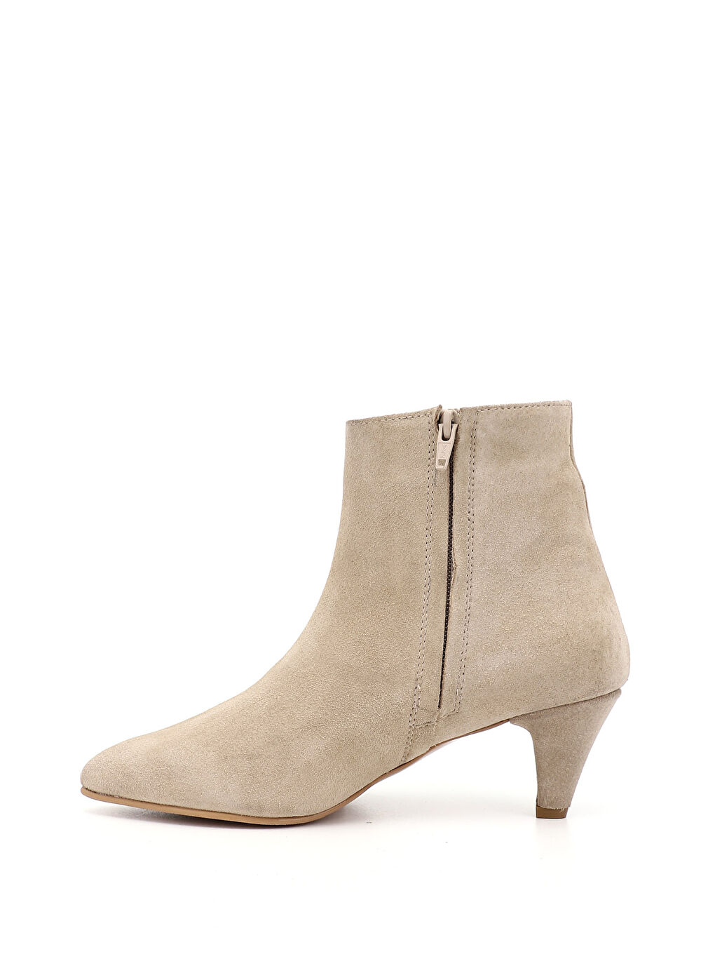 Bej Kadın BEJ Fermuarlı Sivri Burun Hakiki Deri Bot-2
