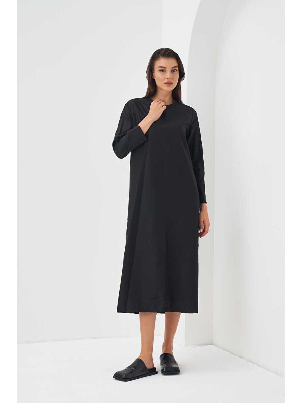 Uzun Kollu Pamuk Astar Siyah-2