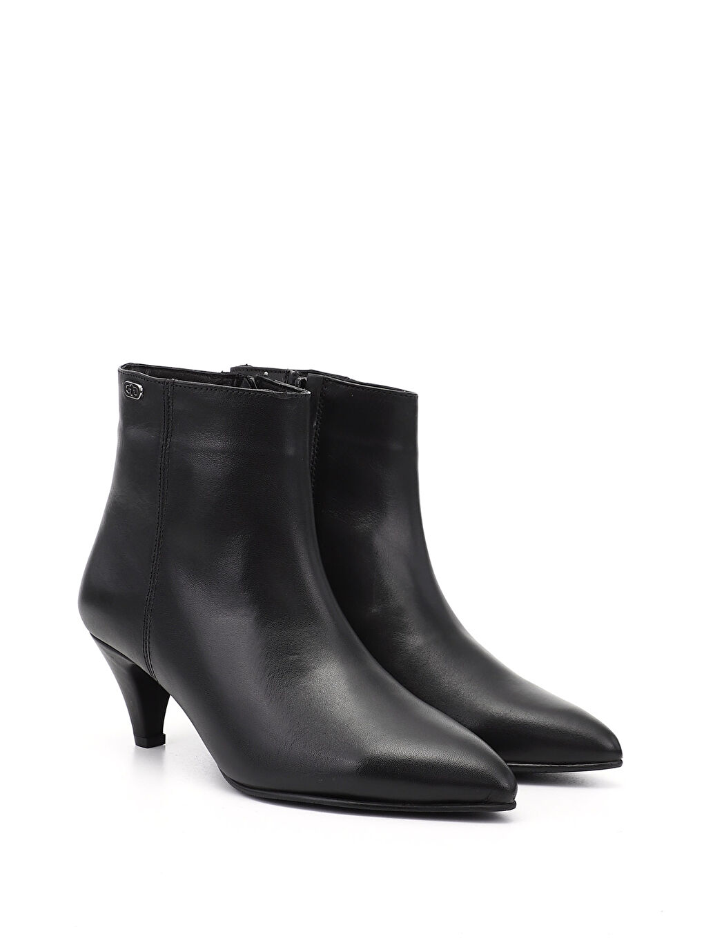 Siyah Kadın AÇIK SİYAH Fermuarlı Sivri Burun Hakiki Deri Bot-1