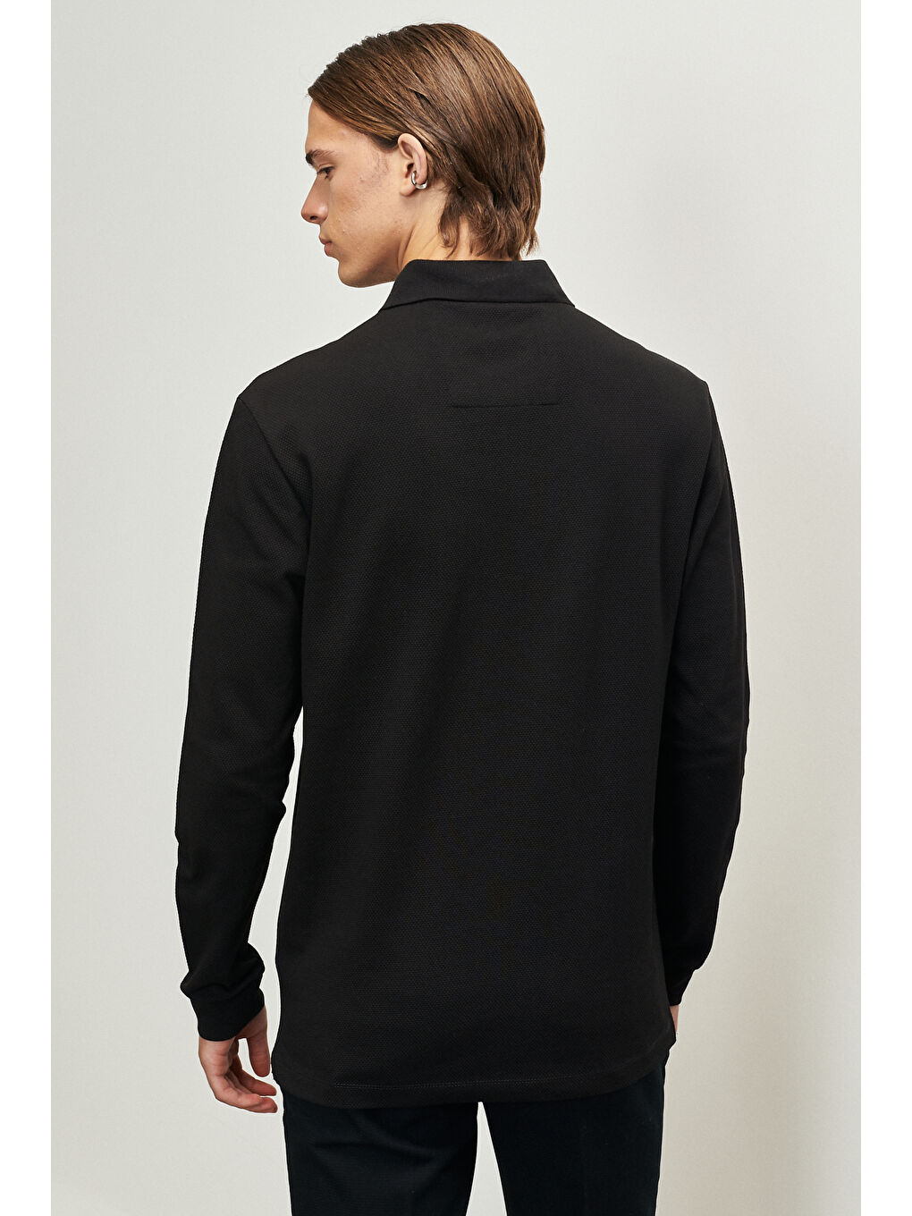 Erkek Siyah Slim  Fit Dar Kesim Polo Yaka Pamuklu Tişört-6