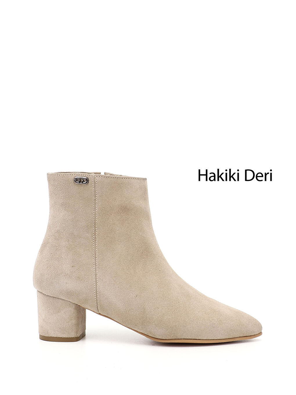 Bej Kadın BEJ Fermuarlı Sivri Burun Hakiki Deri Bot