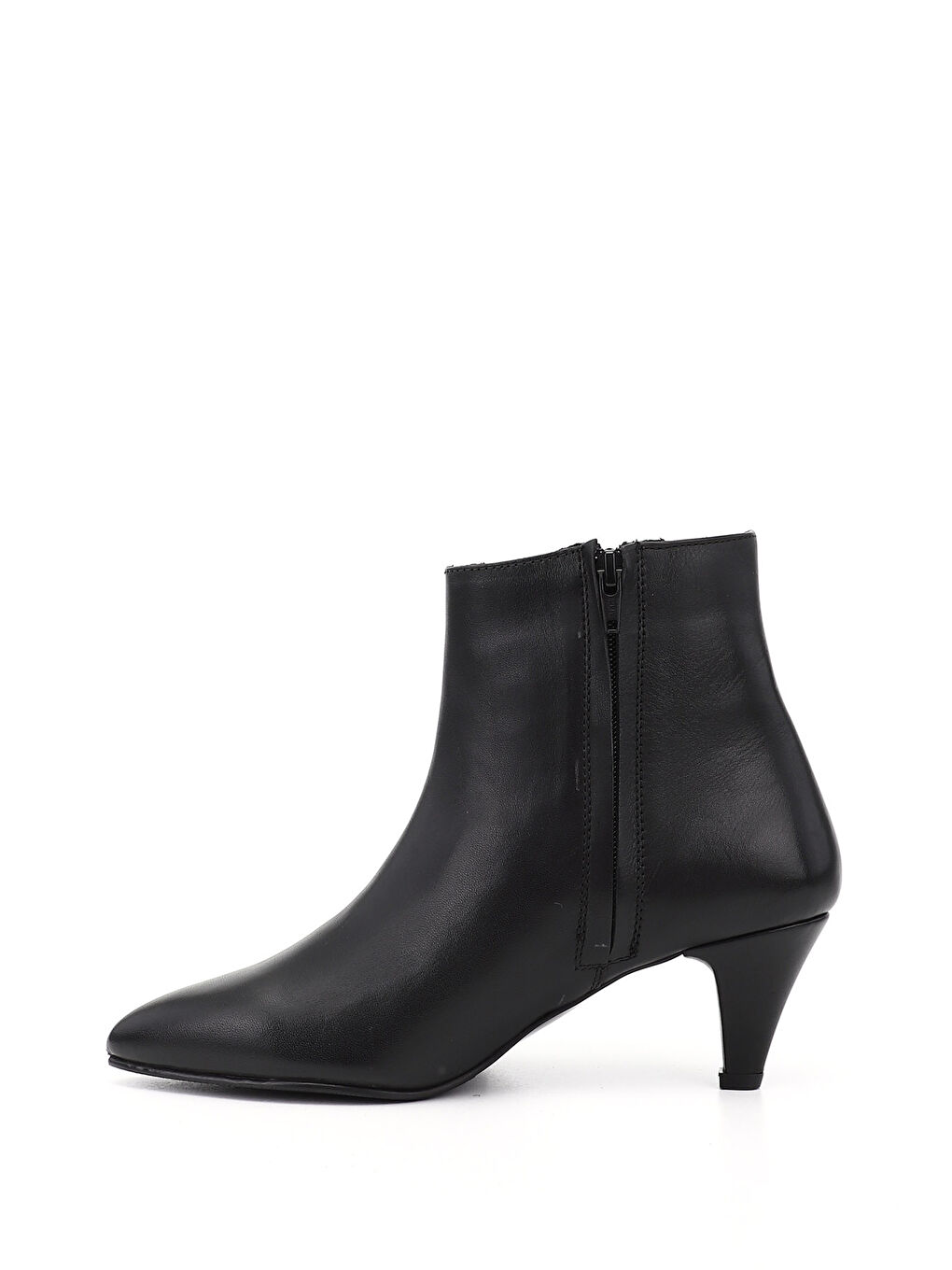 Siyah Kadın AÇIK SİYAH Fermuarlı Sivri Burun Hakiki Deri Bot-2