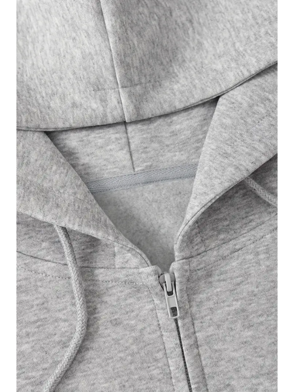 Unisex Gri Fermuar Kapüşonlu Sweatshirt-2