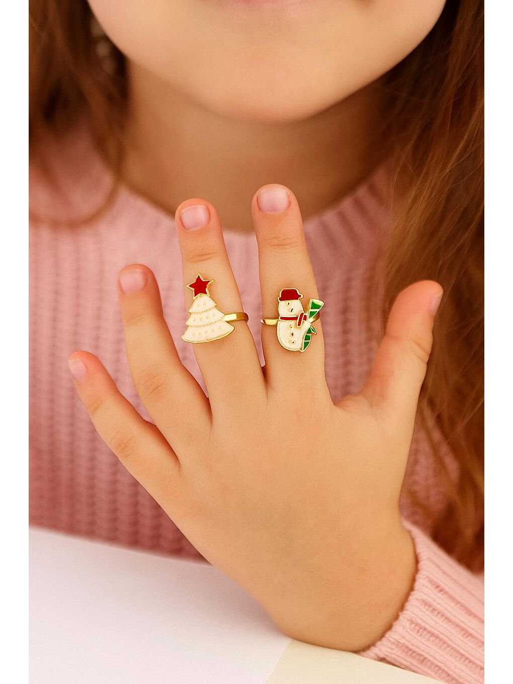 Sarı Yılbaşı Noel Baba ve Çam Ağacı Yüzük Seti-2