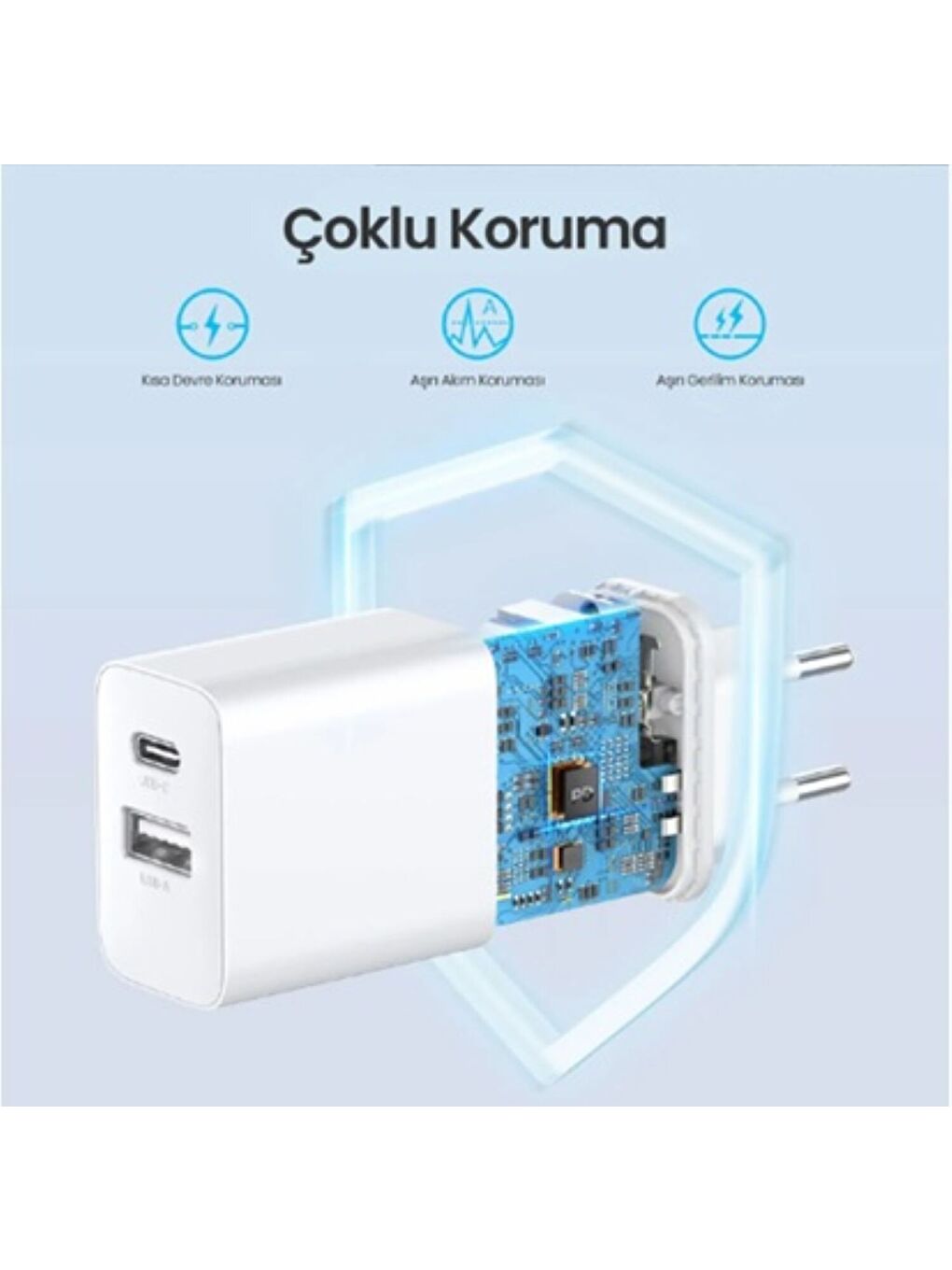 20W Dual U+C Şarj Aleti ve Lightning Kablo Seti-1HORA-GAR163-Hızlı Şarj Aleti-İphone&Android Uyumlu-4