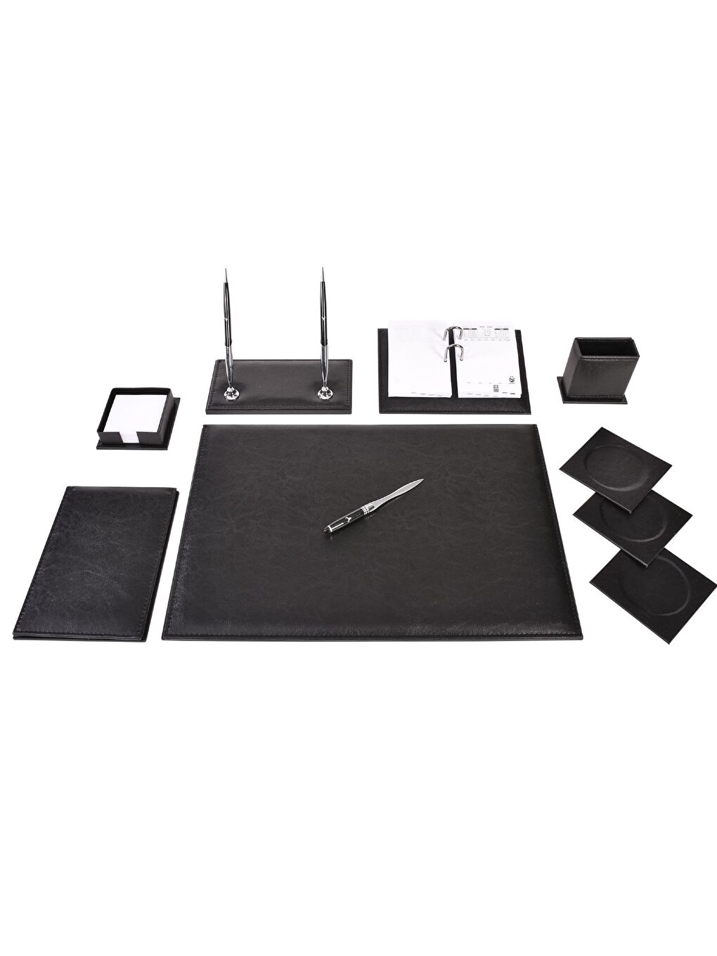 Suni Deri Sümen Takımı Lüks 9 Parça Siyah Kod:907