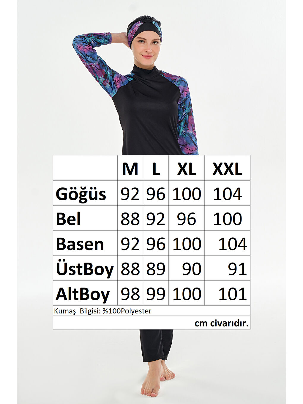 Reglan Kol Elastanlı Tam Kapalı Tesettür Mayo 3119 Siyah-4