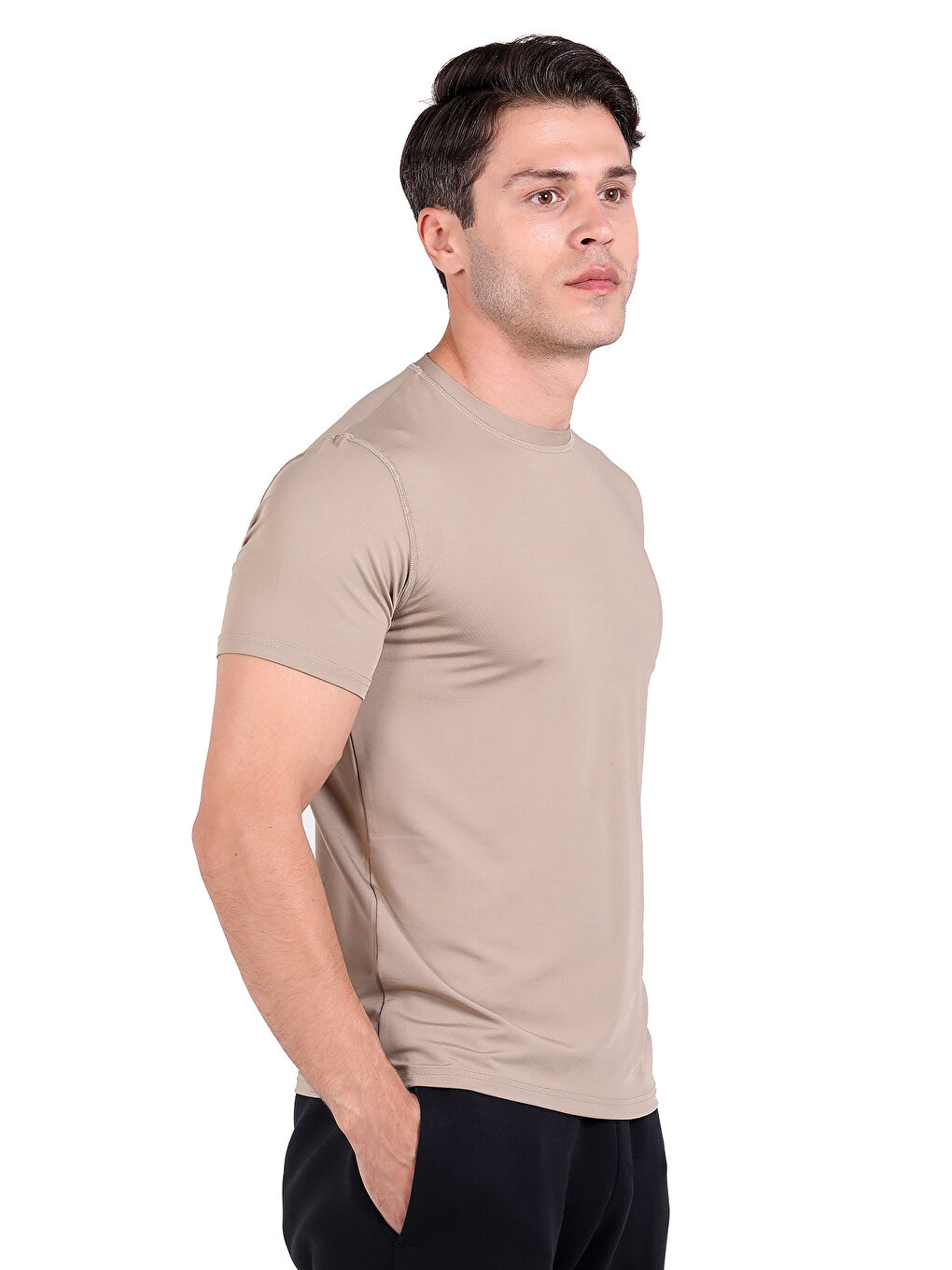 Bej Microfiber Kısa Kol Fanila NANO-1