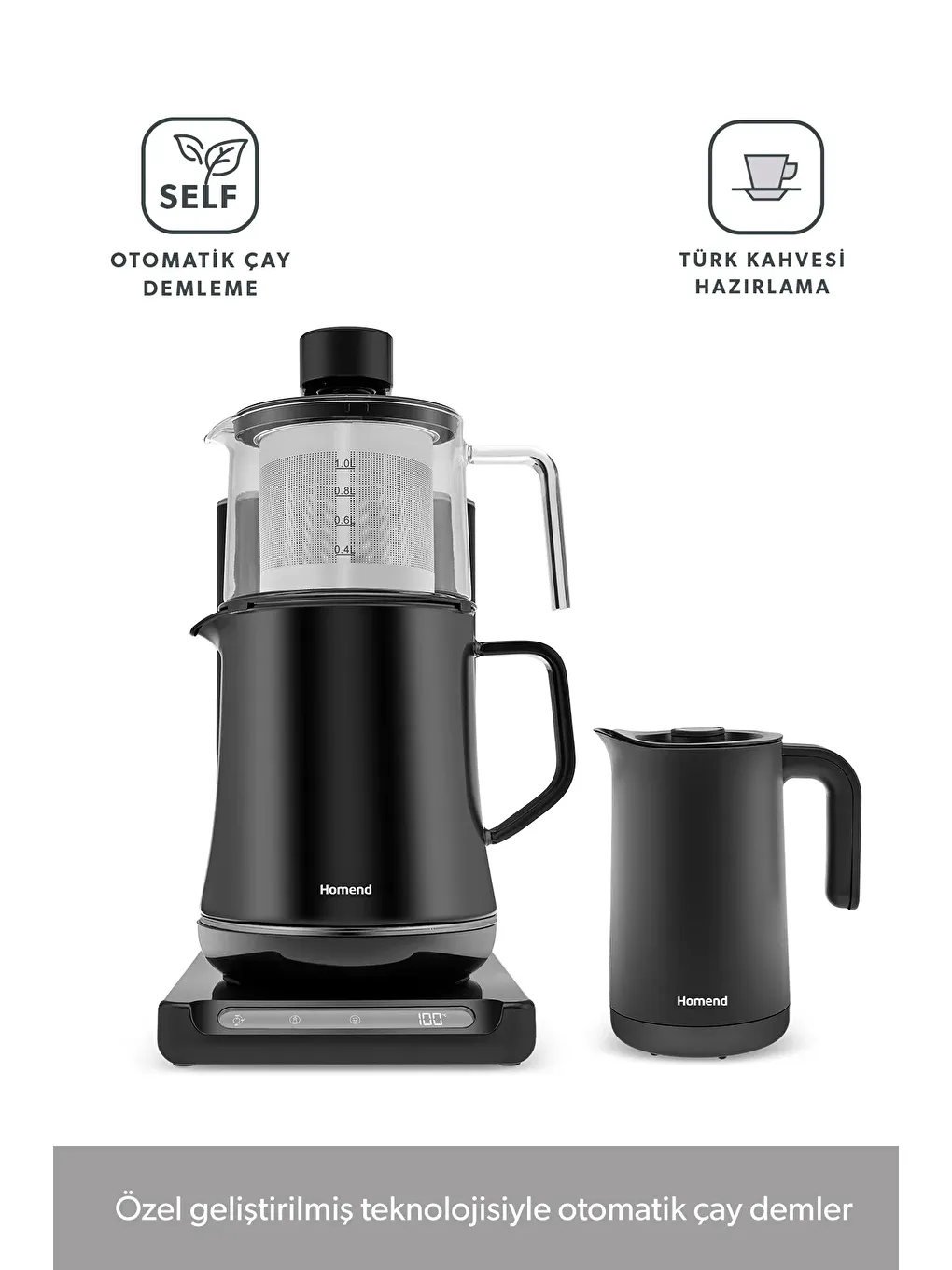 Smart Royaltea Plus 2 in 1 Wifi Otomatik Çay ve Türk Kahve Makinesi Mat Siyah