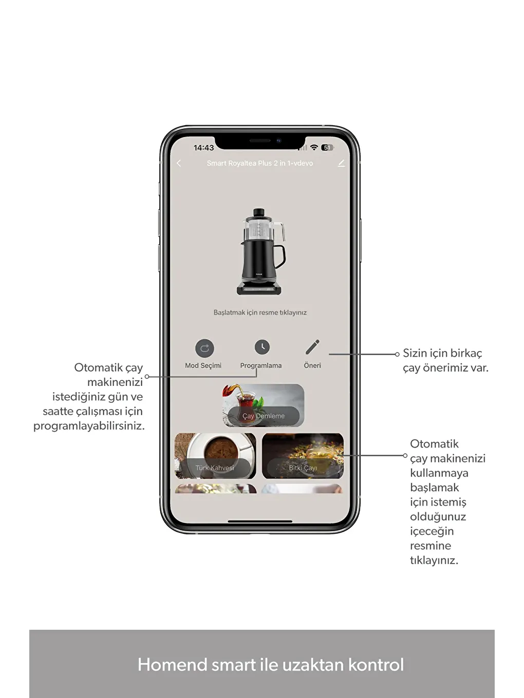 Smart Royaltea Plus 2 in 1 Wifi Otomatik Çay ve Türk Kahve Makinesi Mat Siyah-1