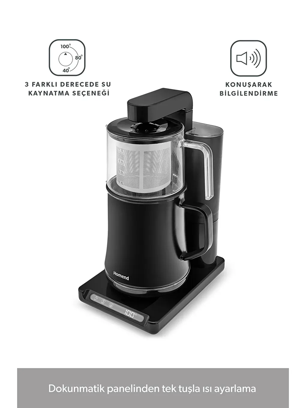 Smart Royaltea Plus 2 in 1 Wifi Otomatik Çay ve Türk Kahve Makinesi Mat Siyah-2