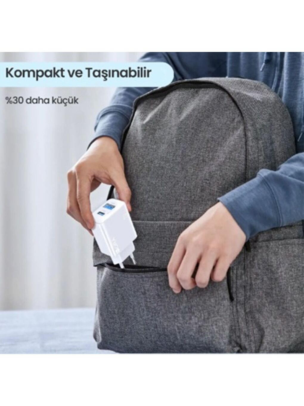 PD20W (A+C) Şarj Cihazı - 1m Type-C To Type-C Data Kablosu - 1HORA-GAR162-Hızlı Şarj - Beyaz-3