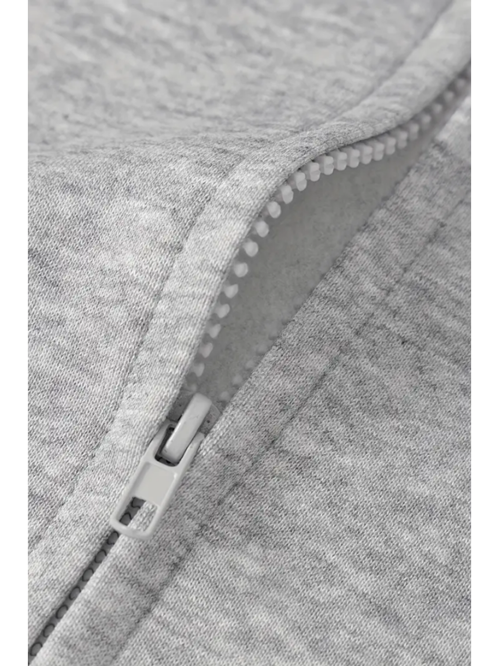 Unisex Gri Fermuar Kapüşonlu Sweatshirt-3