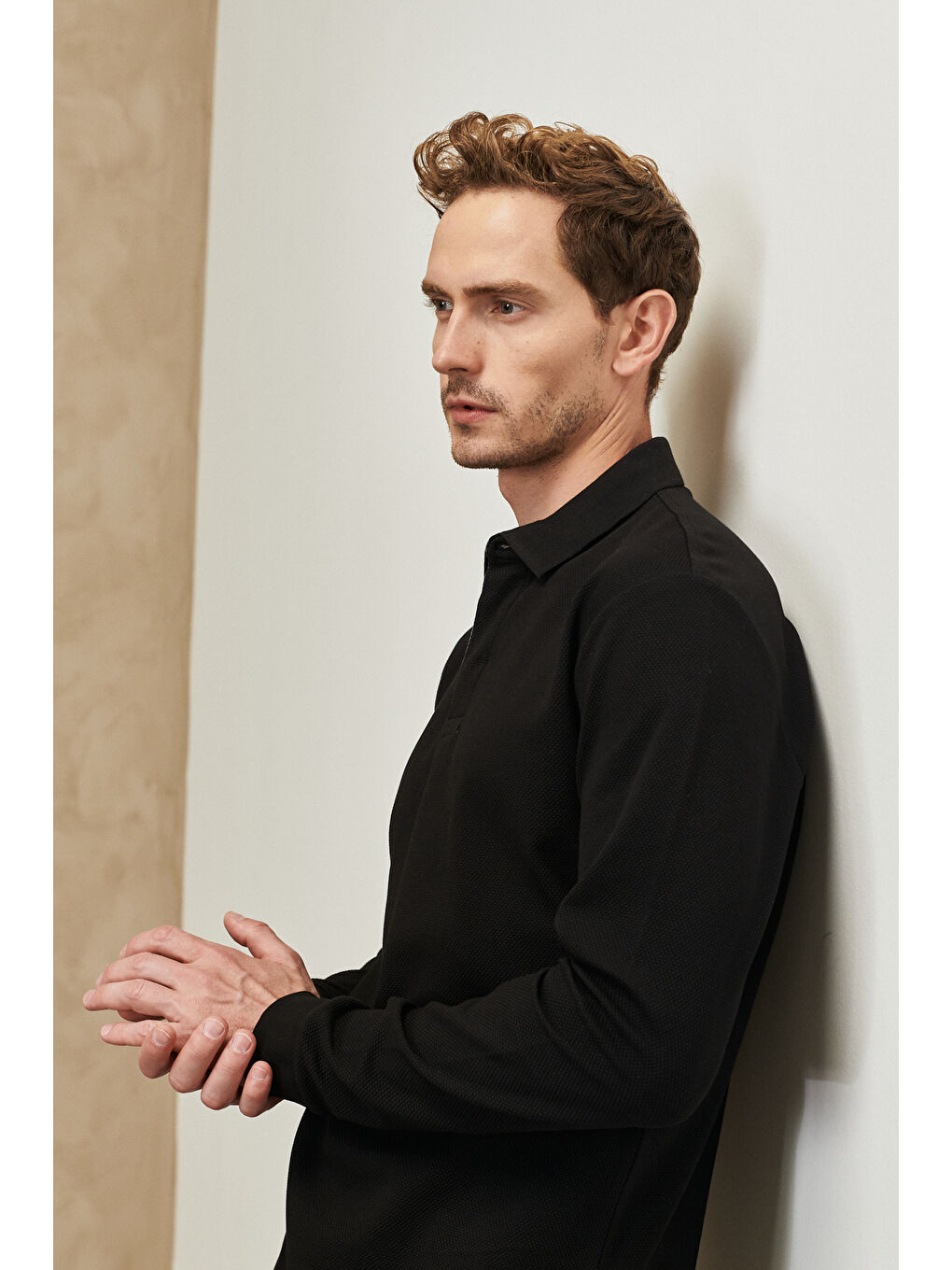 Erkek Siyah Slim  Fit Dar Kesim Polo Yaka Pamuklu Tişört-9