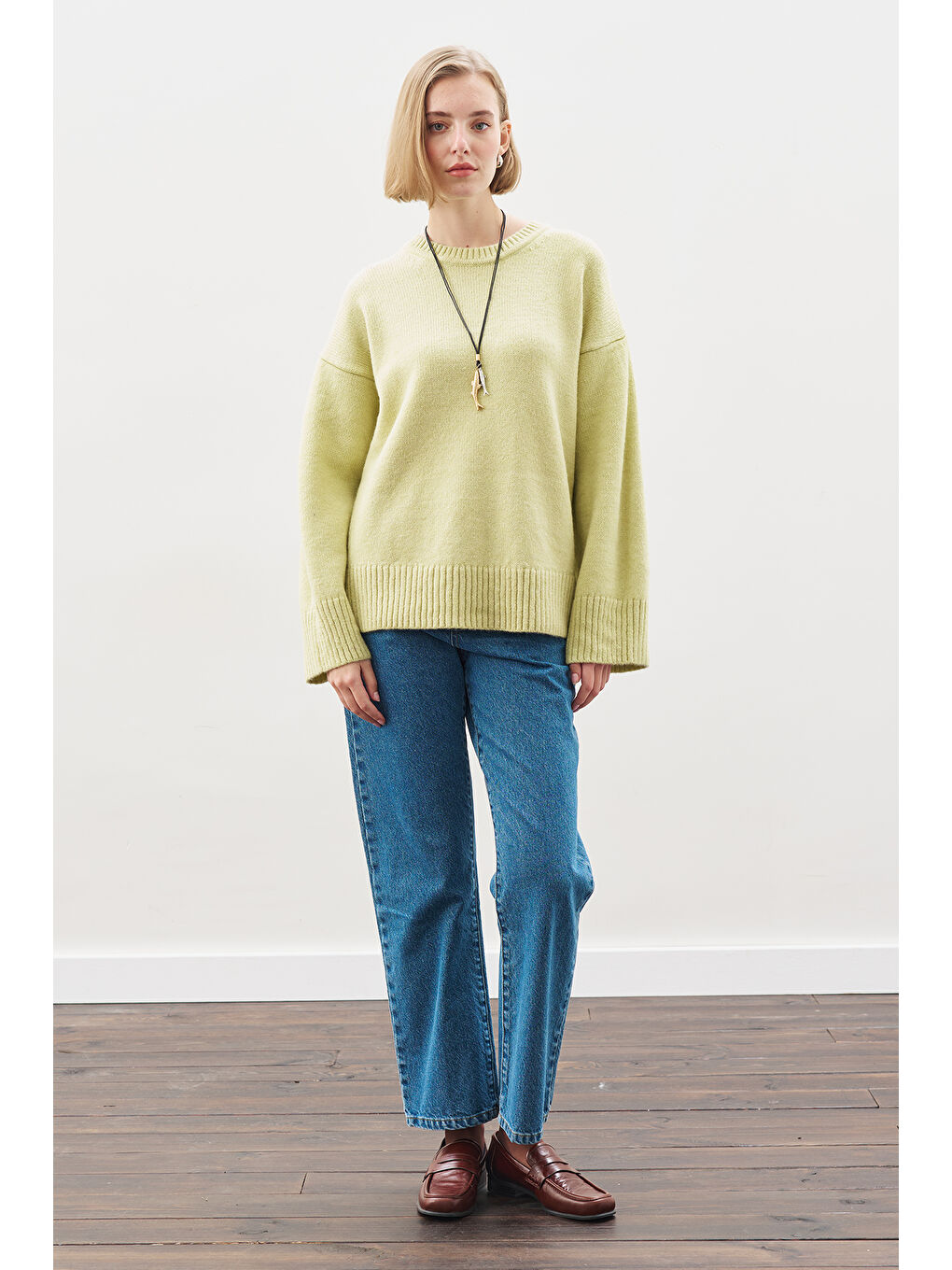 Sarı Chunky Oversıze Kazak Lıme-3