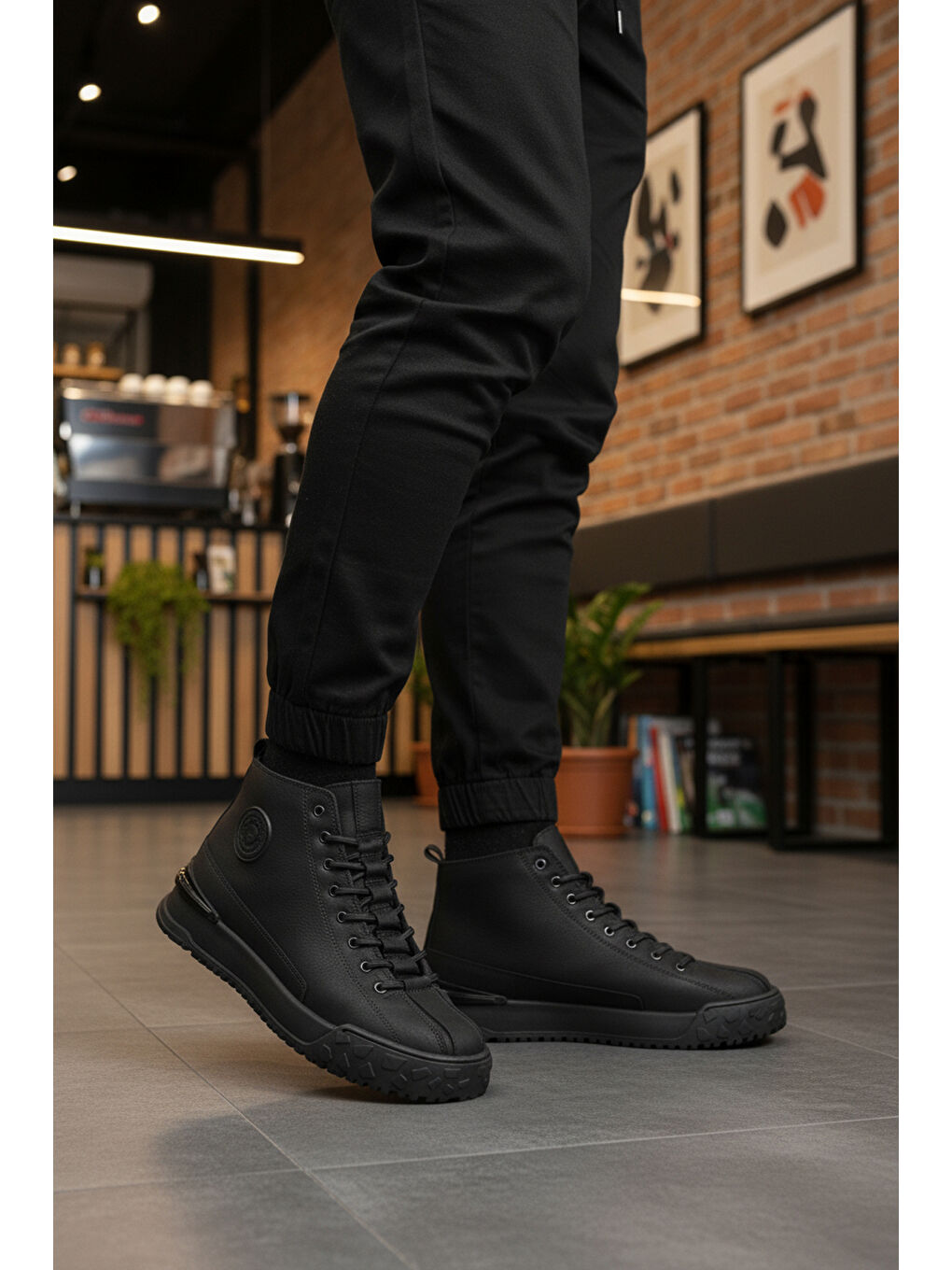 Siyah Nubuk Hakiki Deri Kaymaz Erkek Bot 260014 M-2