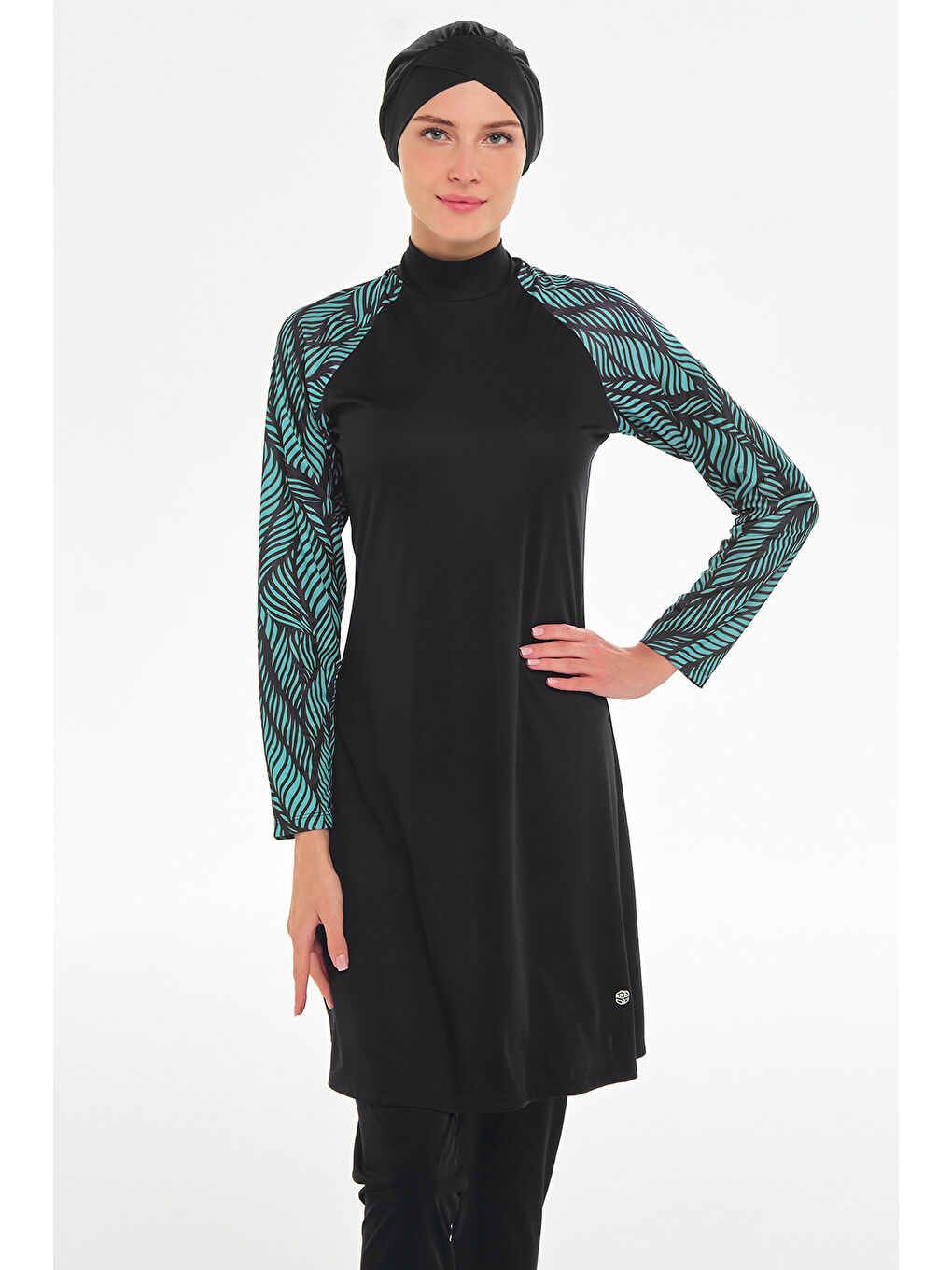 Rozamay Reglan Kol Elastanlı Tam Kapalı Tesettür Mayo 3120 Siyah - 4