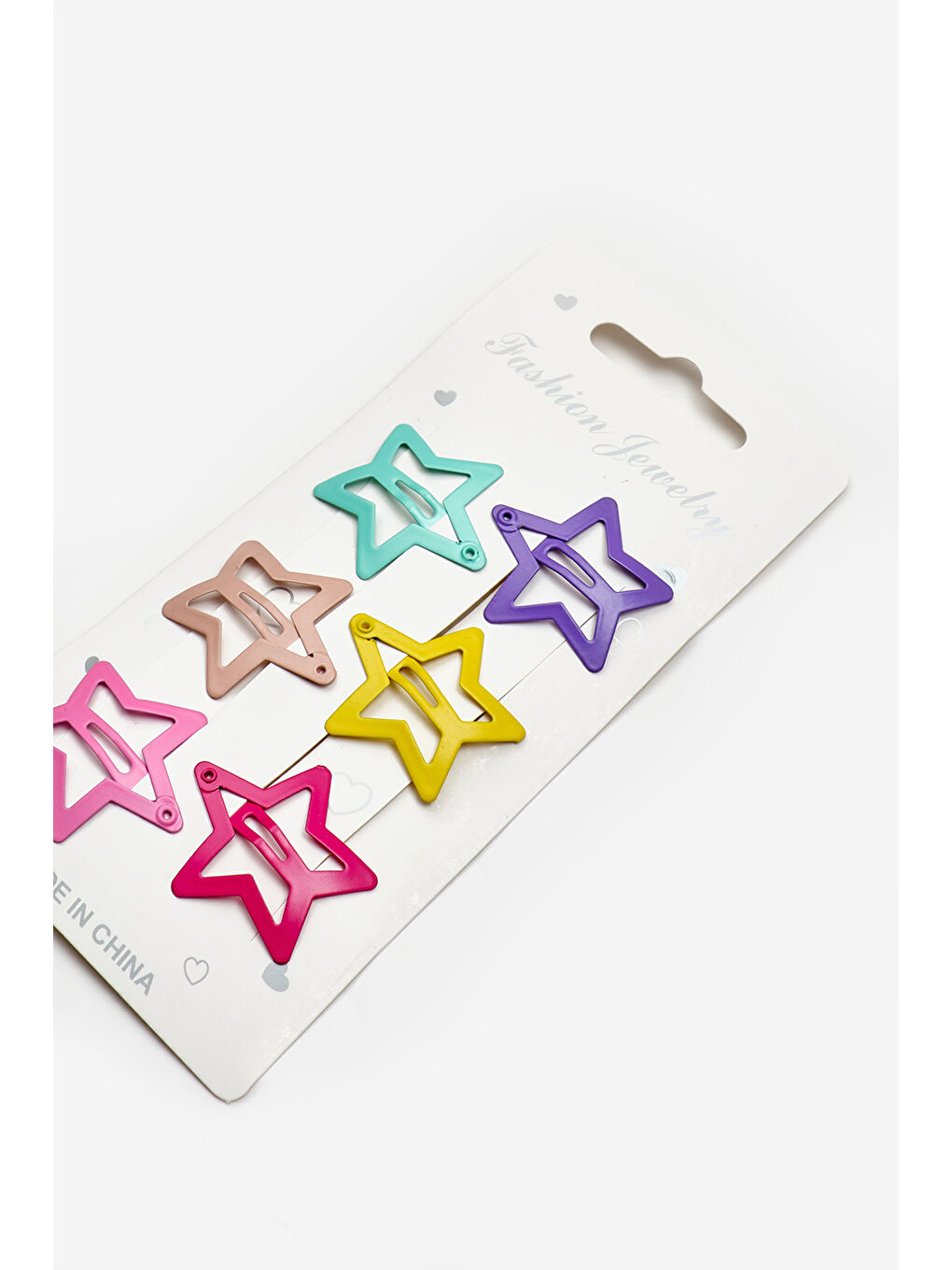 Karışık Çok Renkli Yıldız Figür 6'lı Kız Çocuk Çıt Çıt Toka Set-1