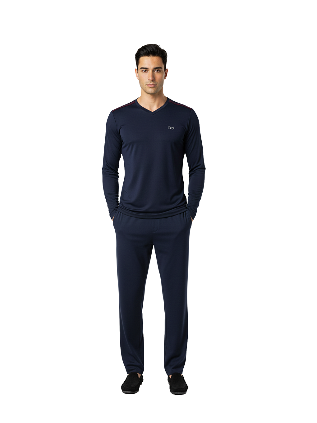 Lacivert Ds Damat Maschio Pamuk V Yaka Pijama Takımı LACİVERT-1