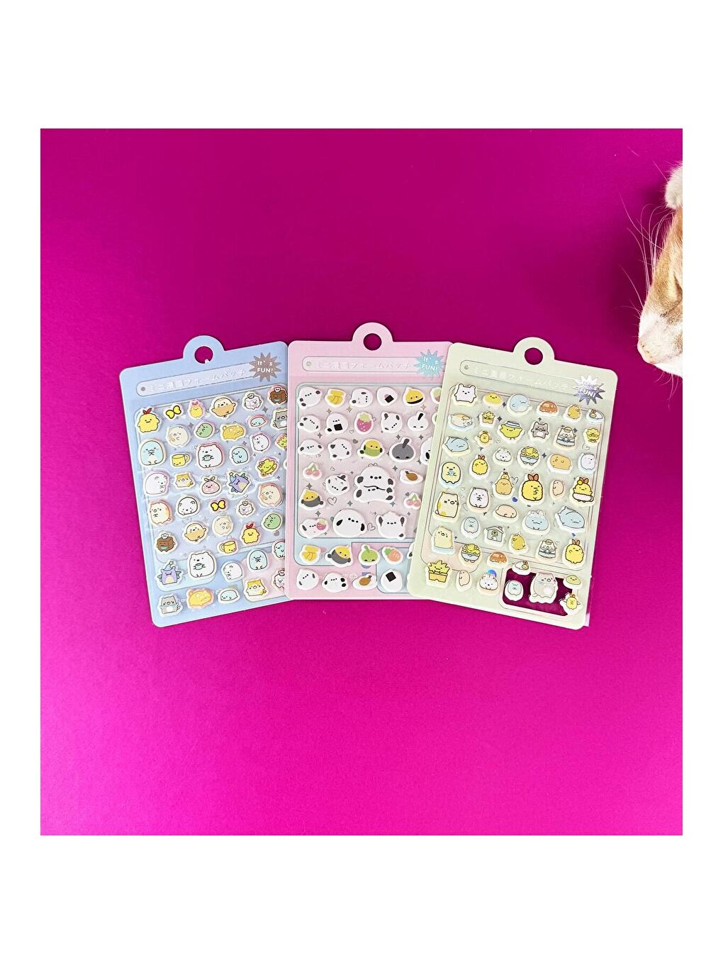 3 lü Hayvan Figürlü Kabartmalı Puf Sticker