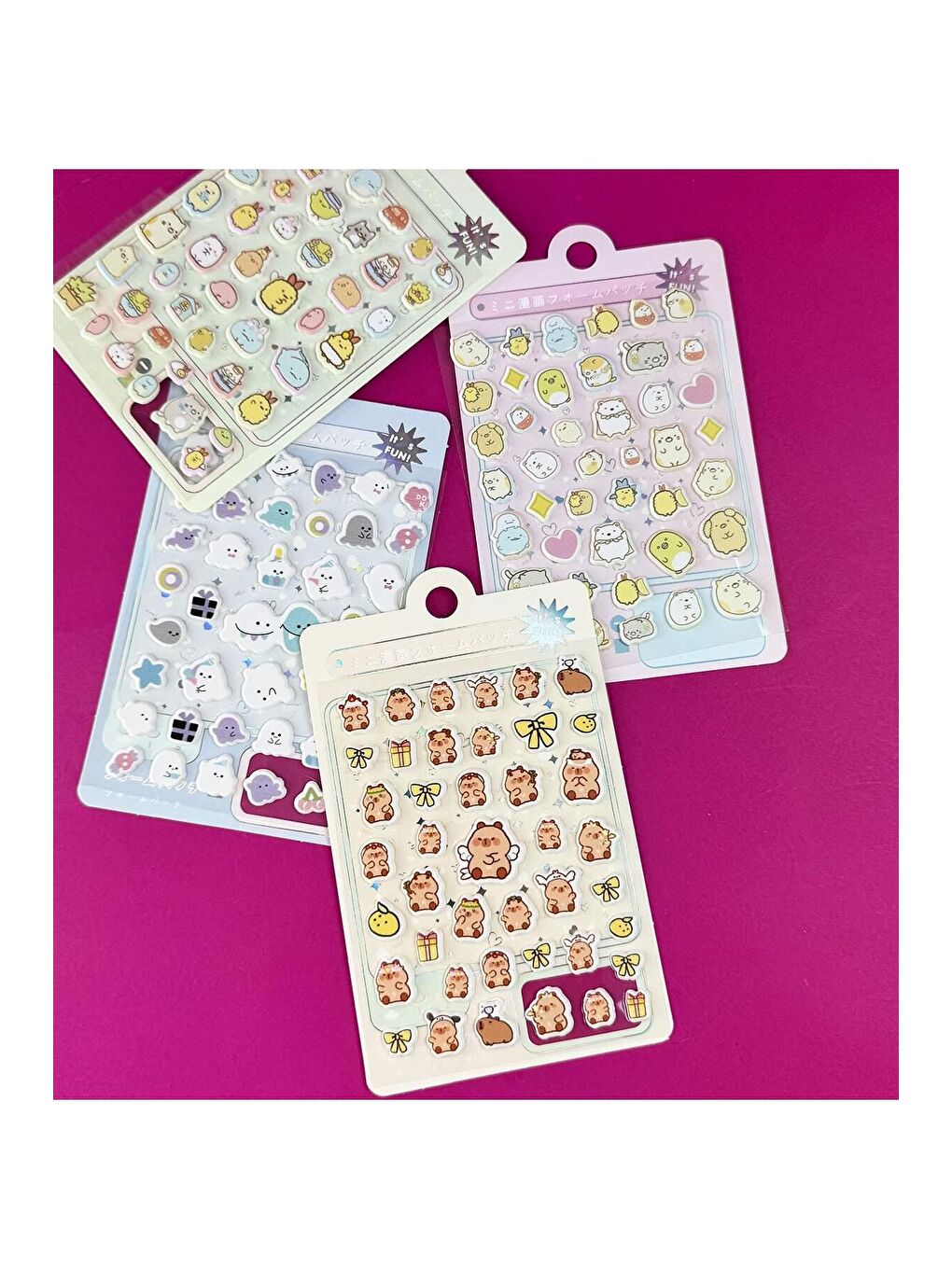 3 lü Hayvan Figürlü Kabartmalı Puf Sticker-1