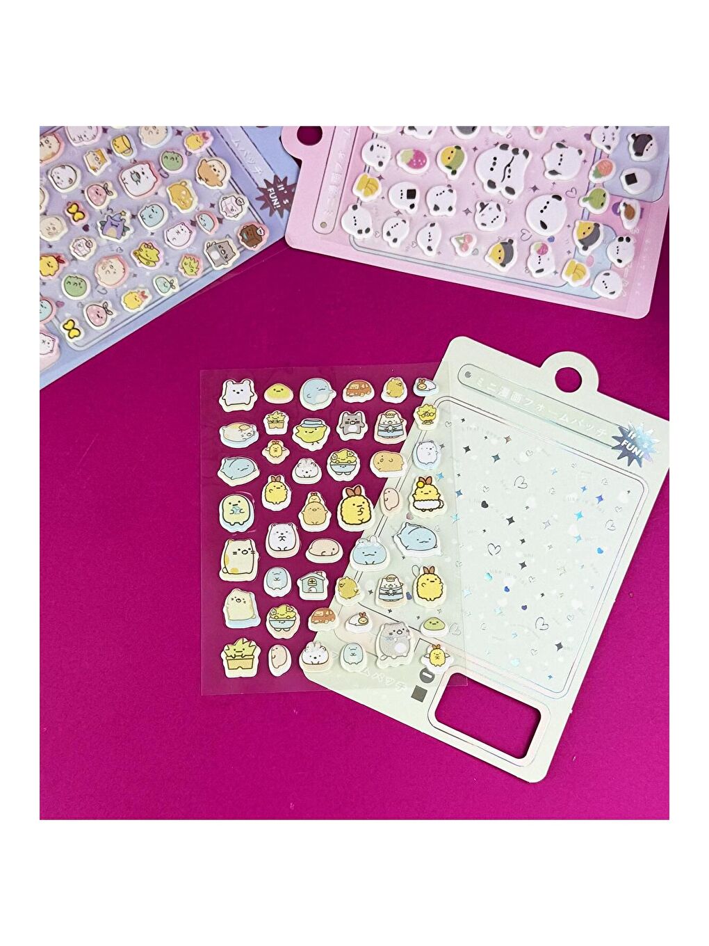 3 lü Hayvan Figürlü Kabartmalı Puf Sticker-2