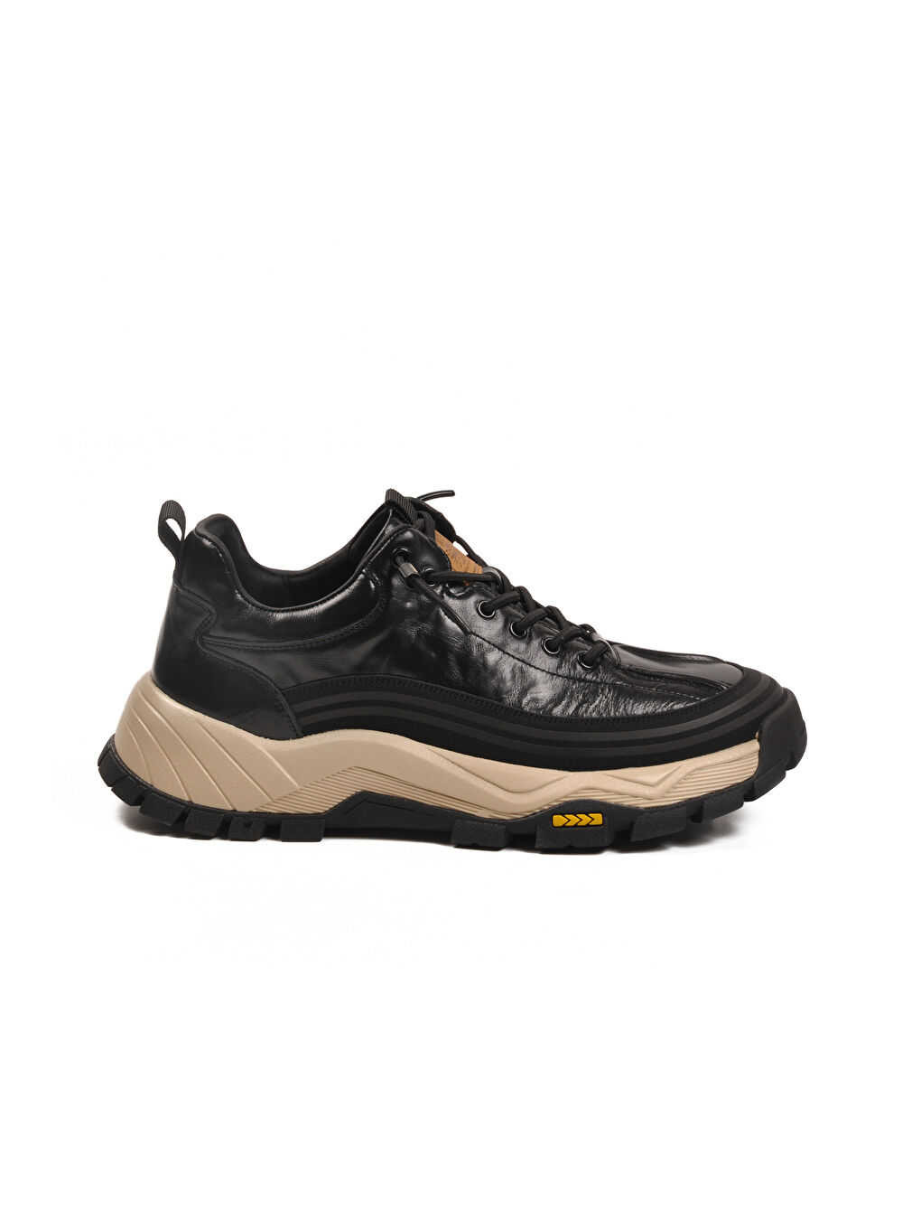 Siyah Hakiki Deri Bağcıklı Erkek Sneaker 25K570 M-1