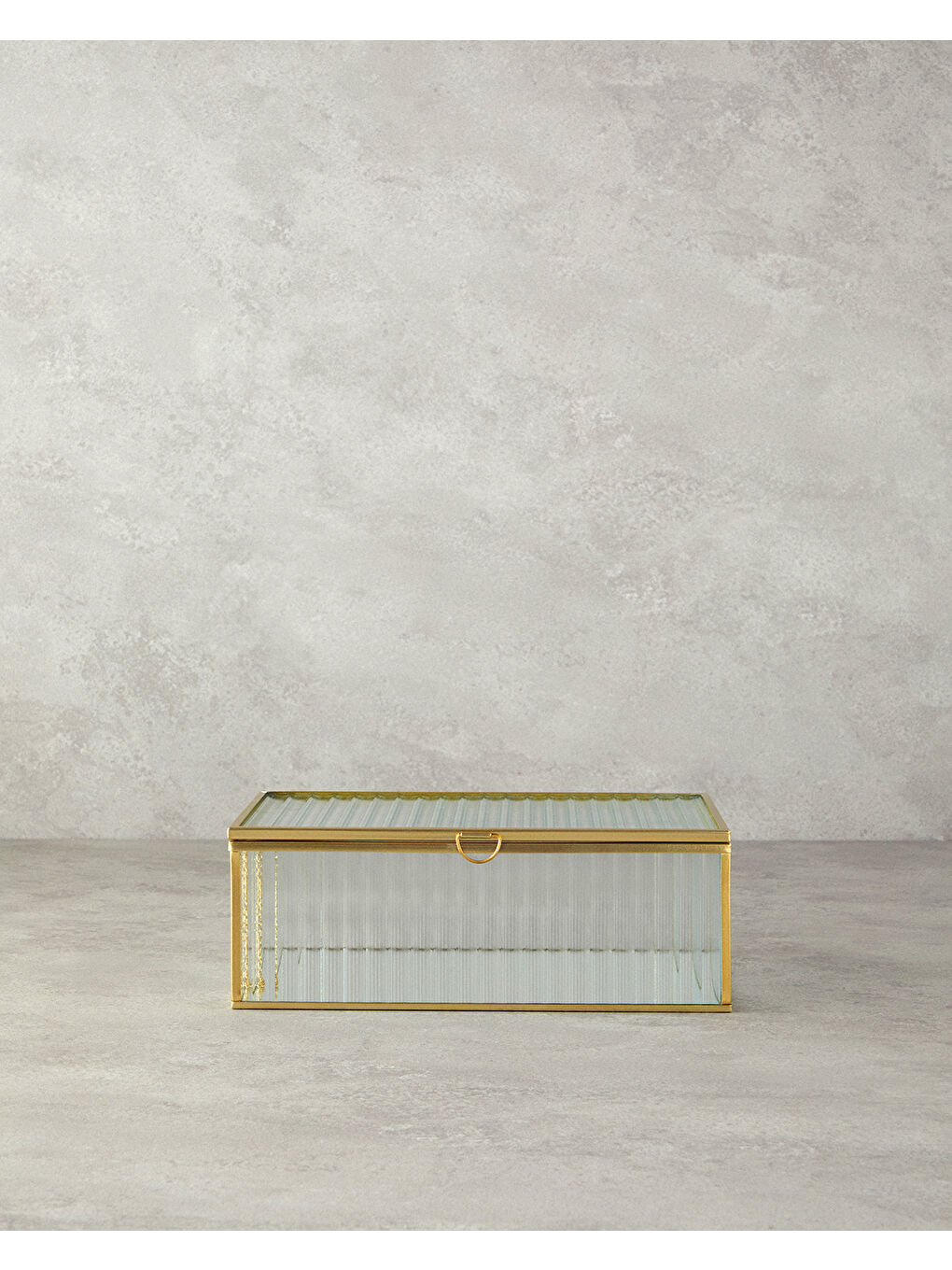 Sarı Luury Cam Dekoratif Kutu Gold