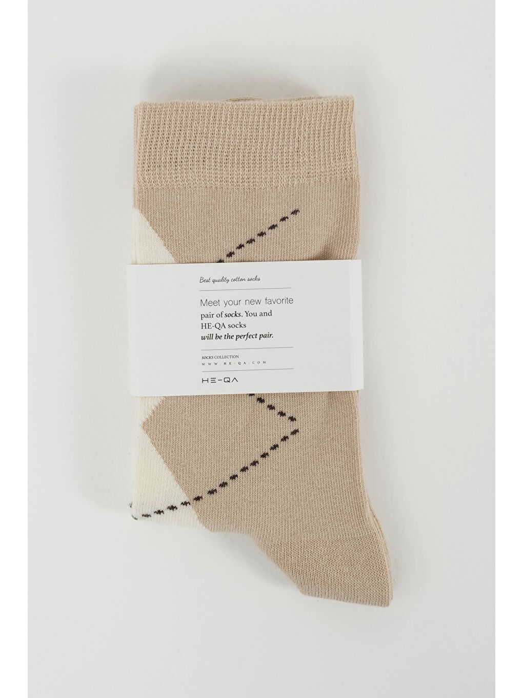 Baklava Desen Soket Çorap Bej-Ekru