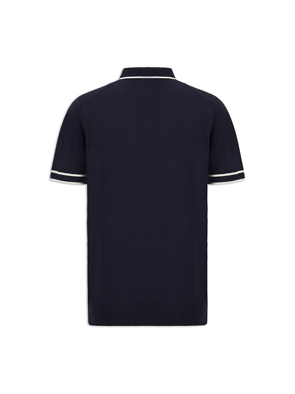 Lacivert Regular Fit Şerit Detaylı Polo Yaka Triko Tişört-1