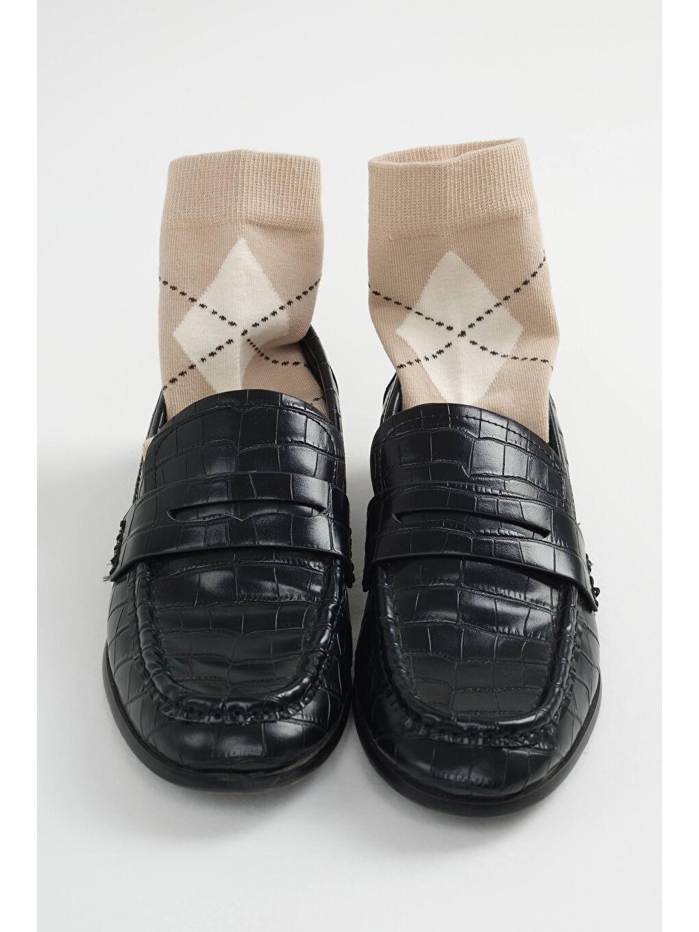 Baklava Desen Soket Çorap Bej-Ekru-2