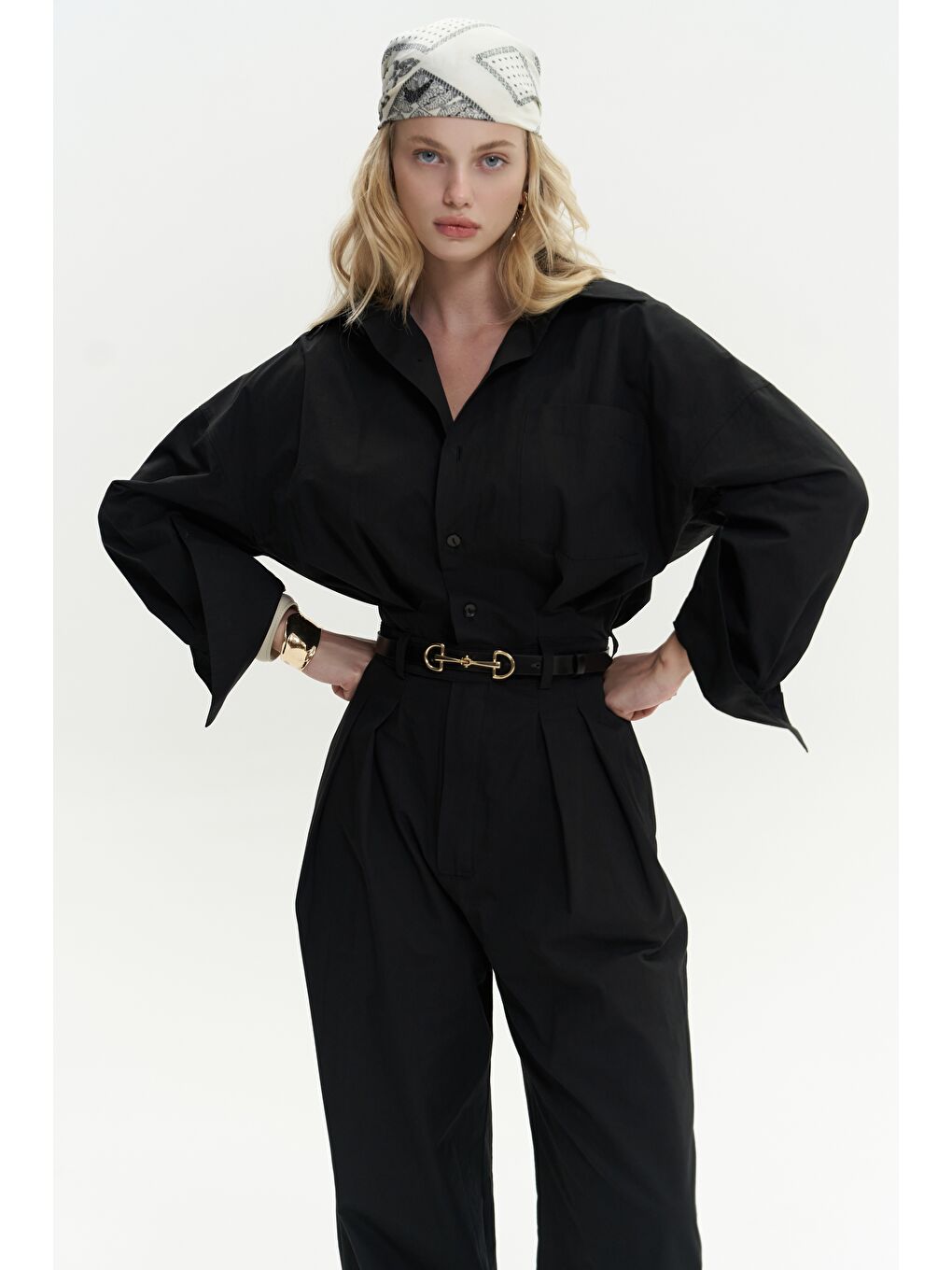 Olney Kemer Detay Uzun Siyah Tulum-2