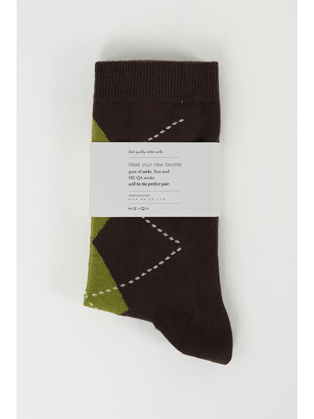 Yeşil Baklava Desen Soket Çorap Yosun-Acı Kahve