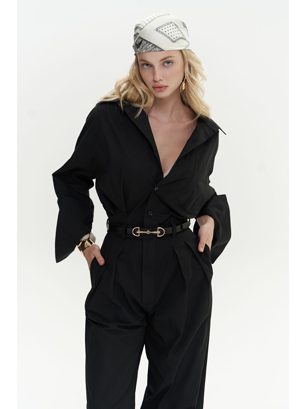 Olney Kemer Detay Uzun Siyah Tulum-3