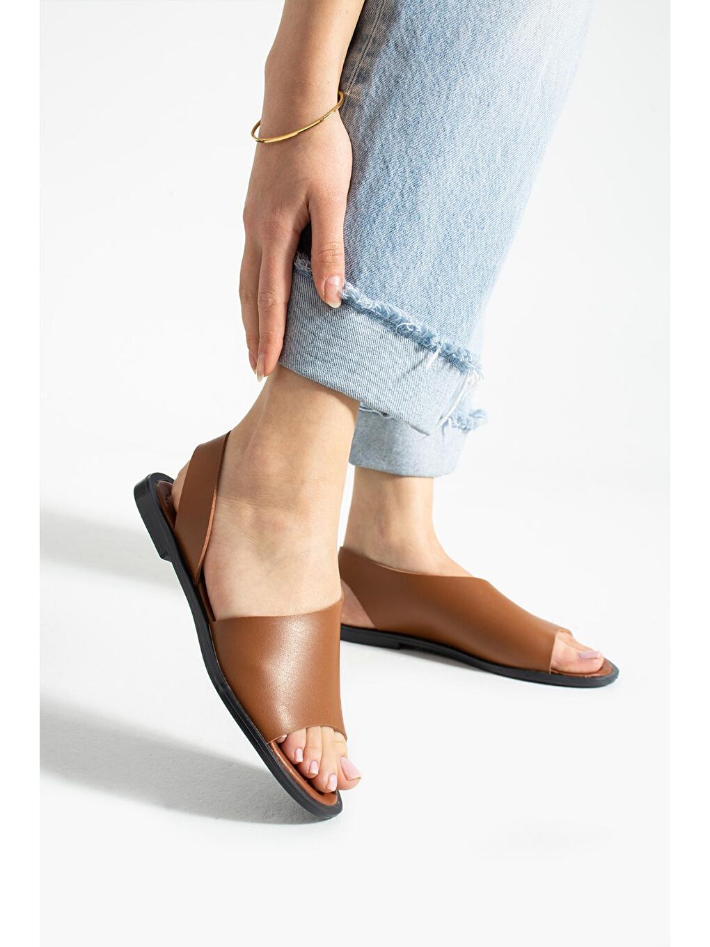 Kahverengi PWR MAYA Kadın Babet Sandalet Yazlık Ayakkabıt-1