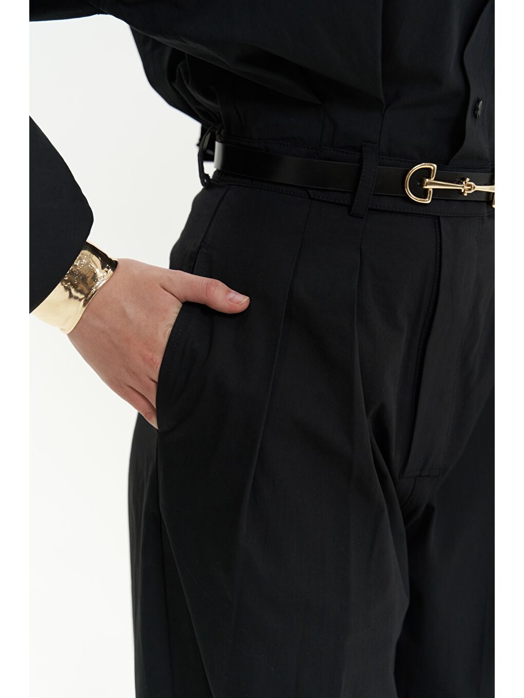 Olney Kemer Detay Uzun Siyah Tulum-6