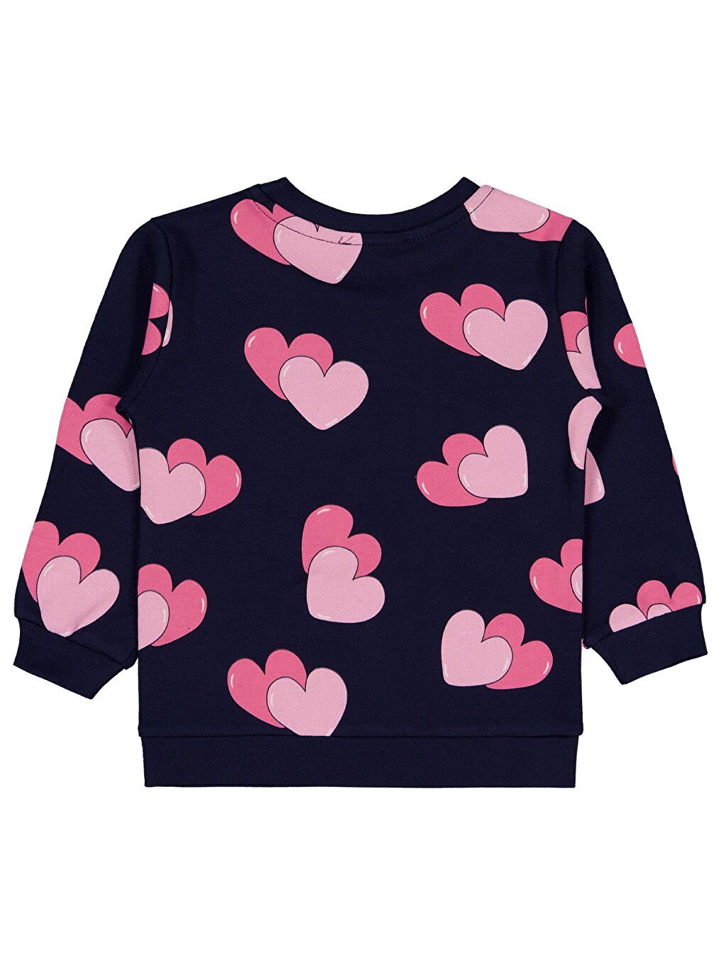Girls Renkli Kalp Baskılı 2-5 Yaş Sweatshirt - Lacivert-1