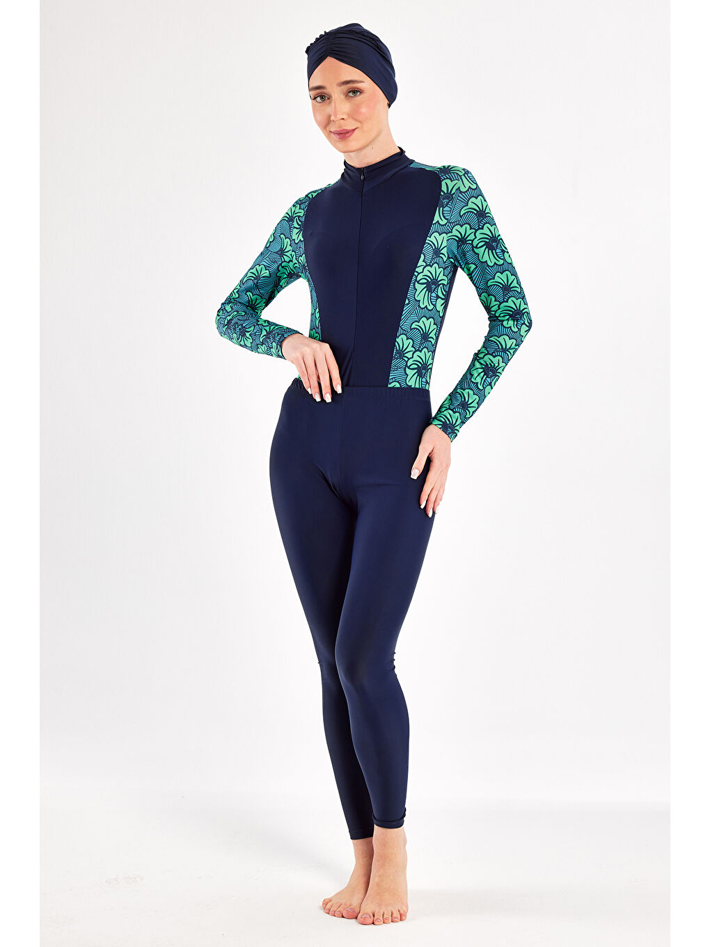 3 Farklı Şekilde Giyilebilir Elastanlı Etekli Tesettür Mayo Saver 1111 Siyah-1