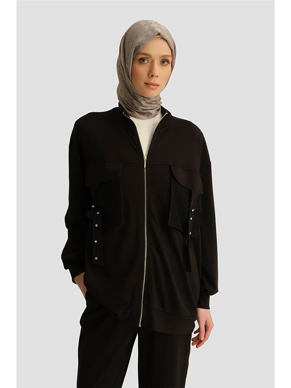 File Detaylı Ceket 25Yd4237-1 Siyah-2