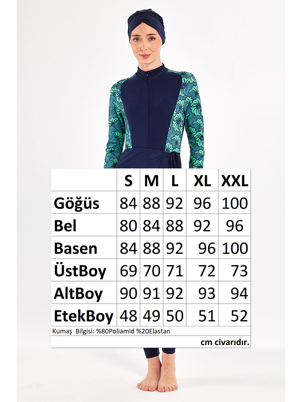 3 Farklı Şekilde Giyilebilir Elastanlı Etekli Tesettür Mayo Saver 1111 Siyah-2