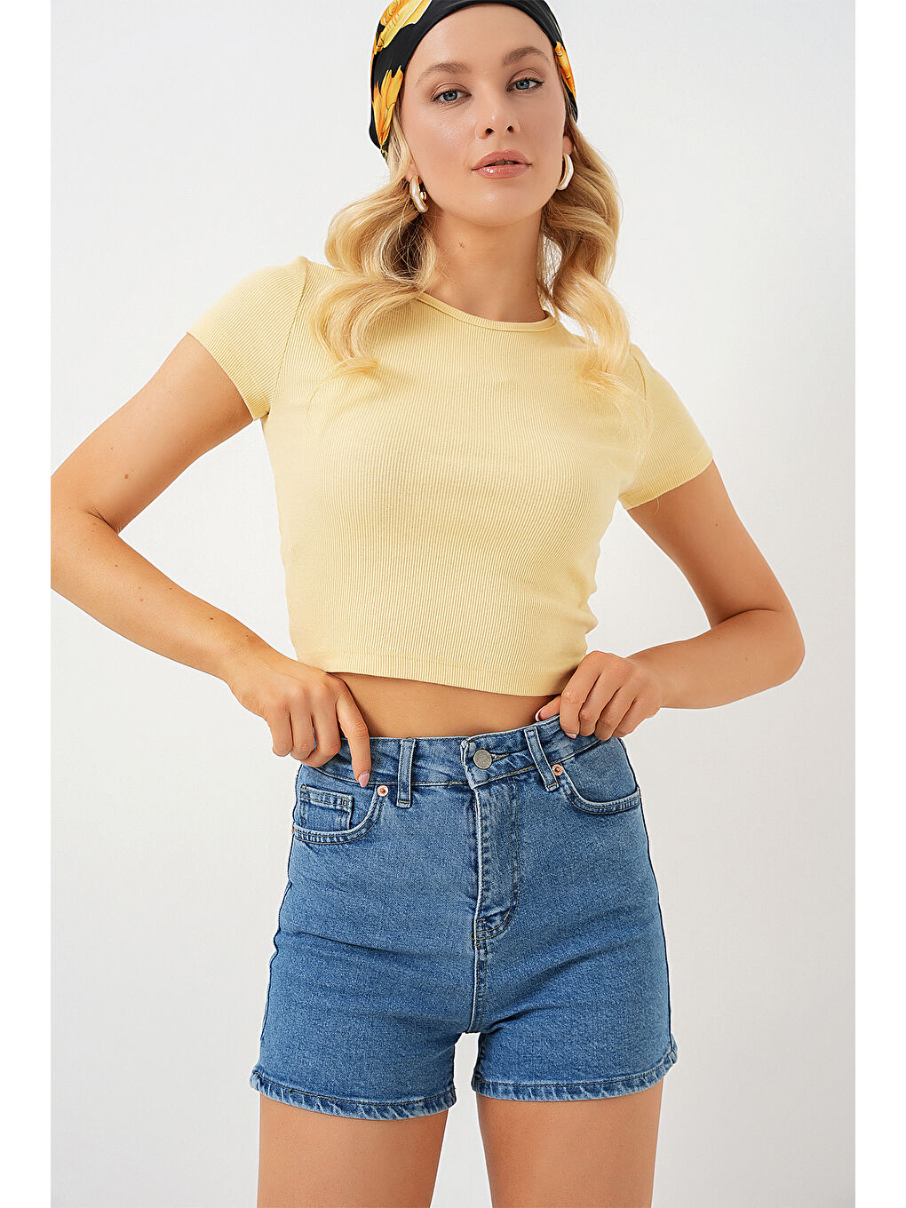 Kadın Kısa Jean Şort 5339   Lacivert