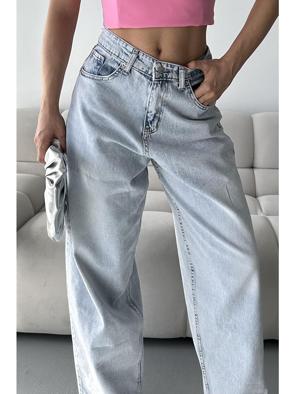 Bıyık Baggy Jean Pantolon Buz Mavi - 27268-1