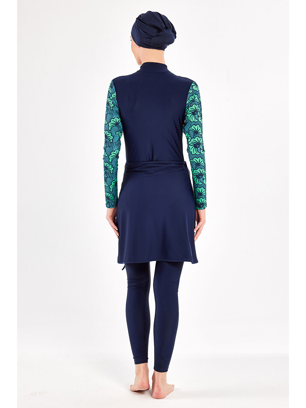 3 Farklı Şekilde Giyilebilir Elastanlı Etekli Tesettür Mayo Saver 1111 Siyah-3