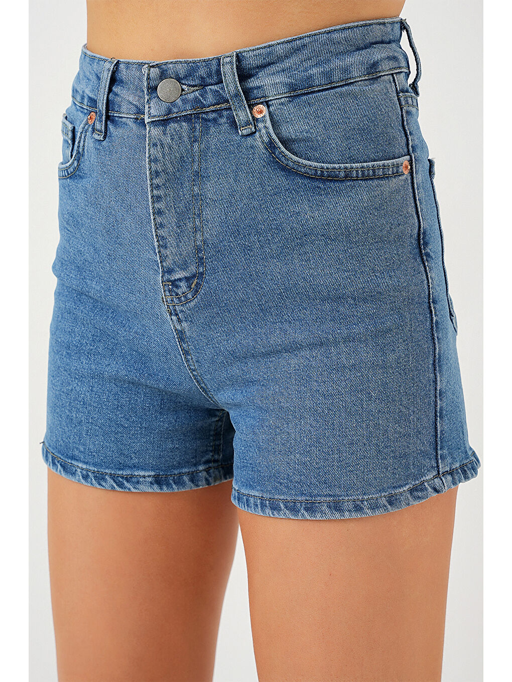 Kadın Kısa Jean Şort 5339   Lacivert-2